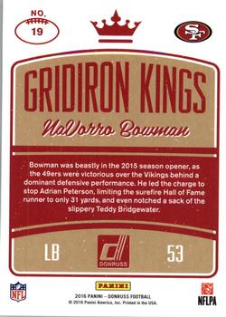 2016 Donruss - Gridiron Kings #19 Navorro Bowman Back