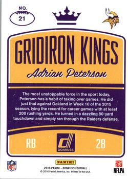 2016 Donruss - Gridiron Kings #21 Adrian Peterson Back