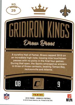 2016 Donruss - Gridiron Kings #29 Drew Brees Back
