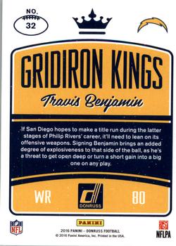 2016 Donruss - Gridiron Kings #32 Travis Benjamin Back