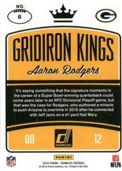 2016 Donruss - Gridiron Kings Studio #6 Aaron Rodgers Back