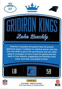 2016 Donruss - Gridiron Kings Studio #27 Luke Kuechly Back