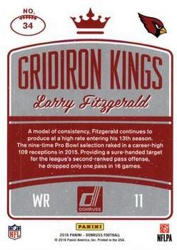 2016 Donruss - Gridiron Kings Studio #34 Larry Fitzgerald Back