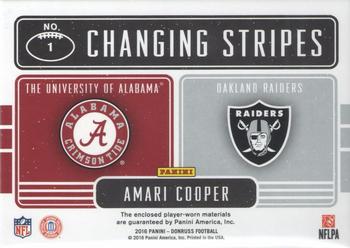 2016 Donruss - Changing Stripes Dual Jerseys #1 Amari Cooper Back