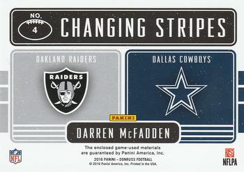 2016 Donruss - Changing Stripes Dual Jerseys #4 Darren McFadden Back