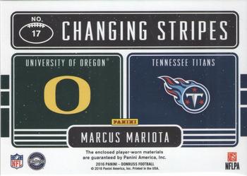 2016 Donruss - Changing Stripes Dual Jerseys #17 Marcus Mariota Back