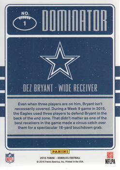 2016 Donruss - Dominator #1 Dez Bryant Back
