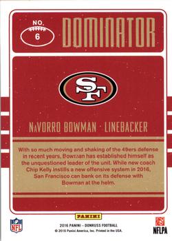 2016 Donruss - Dominator #6 Navorro Bowman Back