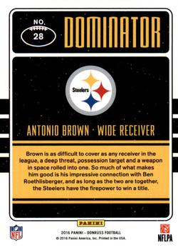 2016 Donruss - Dominator #28 Antonio Brown Back