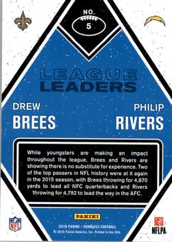 2016 Donruss - League Leaders #5 Drew Brees / Philip Rivers Back