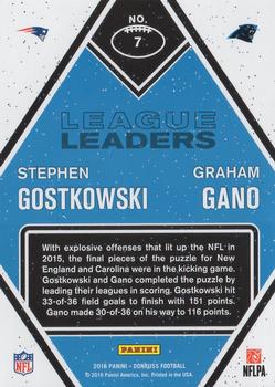 2016 Donruss - League Leaders #7 Stephen Gostkowski / Graham Gano Back