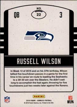 2016 Donruss - Legends of the Fall #22 Russell Wilson Back