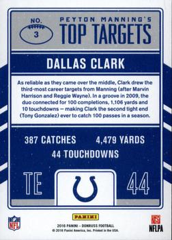 2016 Donruss - Peyton Manning Top Targets #3 Peyton Manning / Dallas Clark Back