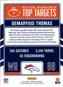2016 Donruss - Peyton Manning Top Targets #4 Peyton Manning / Demaryius Thomas Back