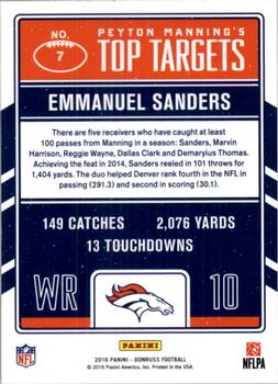 2016 Donruss - Peyton Manning Top Targets #7 Peyton Manning / Emmanuel Sanders Back
