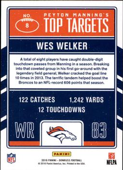 2016 Donruss - Peyton Manning Top Targets #8 Peyton Manning / Wes Welker Back