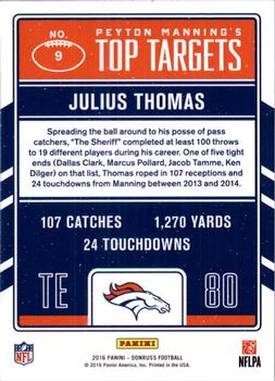 2016 Donruss - Peyton Manning Top Targets #9 Peyton Manning / Julius Thomas Back