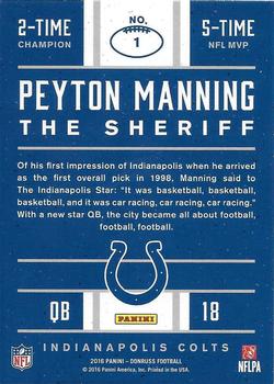2016 Donruss - Peyton Manning The Sheriff Tribute #1 Peyton Manning Back