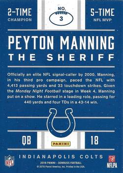 2016 Donruss - Peyton Manning The Sheriff Tribute #3 Peyton Manning Back