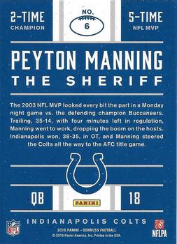 2016 Donruss - Peyton Manning The Sheriff Tribute #6 Peyton Manning Back