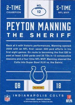 2016 Donruss - Peyton Manning The Sheriff Tribute #12 Peyton Manning Back