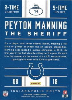 2016 Donruss - Peyton Manning The Sheriff Tribute #14 Peyton Manning Back