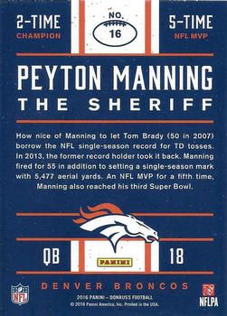 2016 Donruss - Peyton Manning The Sheriff Tribute #16 Peyton Manning Back