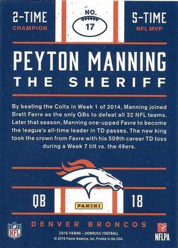 2016 Donruss - Peyton Manning The Sheriff Tribute #17 Peyton Manning Back