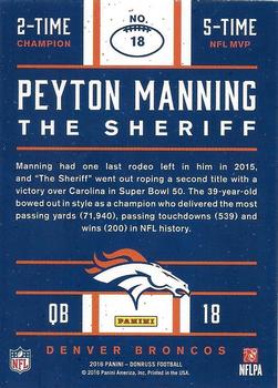 2016 Donruss - Peyton Manning The Sheriff Tribute #18 Peyton Manning Back