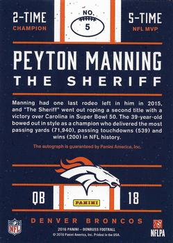 2016 Donruss - Peyton Manning Tribute Autographs #5 Peyton Manning Back