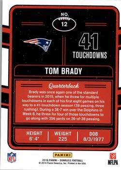 2016 Donruss - Production Line Touchdowns #12 Tom Brady Back