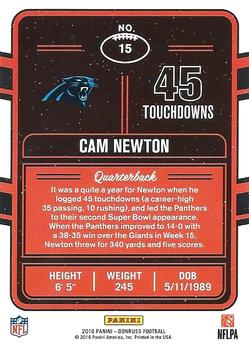 2016 Donruss - Production Line Touchdowns #15 Cam Newton Back
