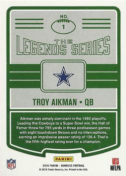 2016 Donruss - The Legends Series #1 Troy Aikman Back