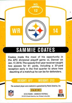 2016 Donruss - Sophomore Swatches #12 Sammie Coates Back