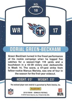 2016 Donruss - Sophomore Swatches #18 Dorial Green-Beckham Back