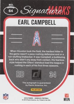 2016 Donruss - Signature Marks #64 Earl Campbell Back