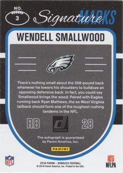 2016 Donruss - Signature Marks Blue #3 Wendell Smallwood Back
