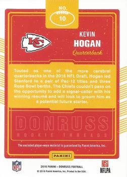 2016 Donruss - Rookie Threads #10 Kevin Hogan Back