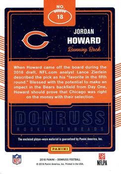 2016 Donruss - Rookie Threads #18 Jordan Howard Back