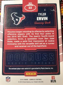 2016 Donruss - Rookie Threads #22 Tyler Ervin Back