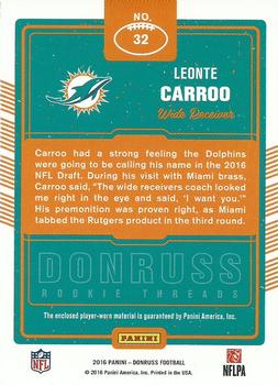 2016 Donruss - Rookie Threads #32 Leonte Carroo Back