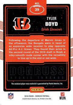 2016 Donruss - Rookie Threads #39 Tyler Boyd Back