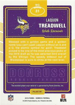 2016 Donruss - Rookie Threads Prime #31 Laquon Treadwell Back