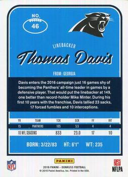 2016 Donruss - Press Proofs Blue #46 Thomas Davis Back