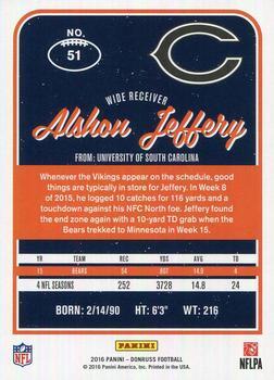 2016 Donruss - Press Proofs Blue #51 Alshon Jeffery Back