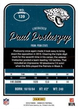 2016 Donruss - Press Proofs Blue #139 Paul Posluszny Back