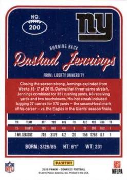2016 Donruss - Press Proofs Blue #200 Rashad Jennings Back