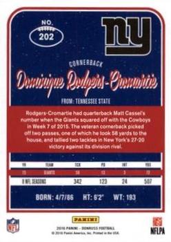 2016 Donruss - Press Proofs Blue #202 Dominique Rodgers-Cromartie Back