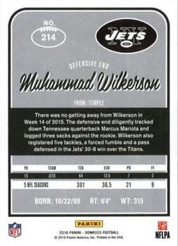2016 Donruss - Press Proofs Blue #214 Muhammad Wilkerson Back