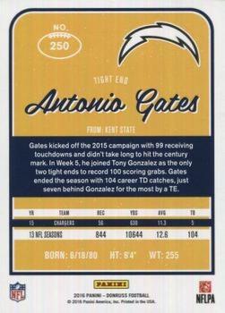 2016 Donruss - Press Proofs Blue #250 Antonio Gates Back